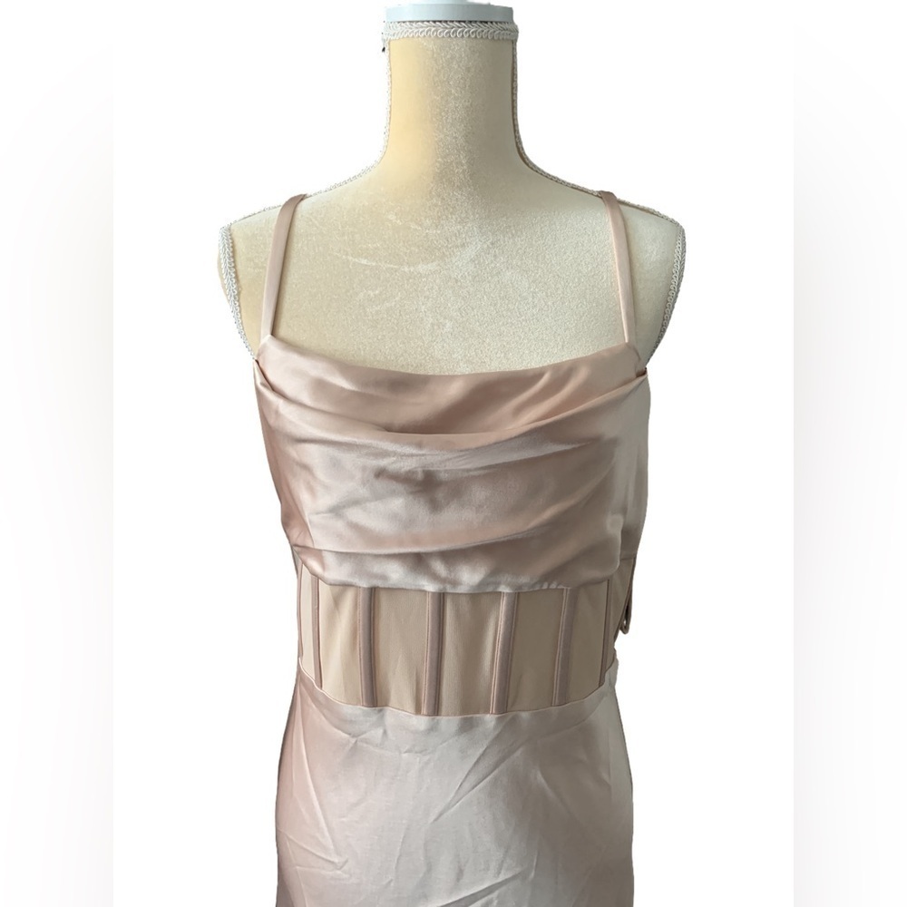 Alice + Olivia Valentina Satin Maxi Dress in Almond - Picture 6 of 13